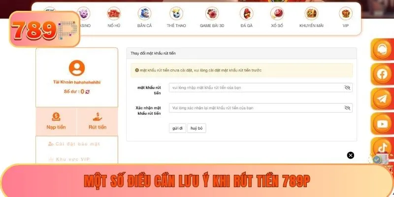 Một số điều cần lưu ý khi rút tiền 789P